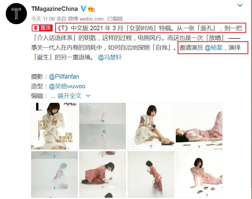 杨紫《T》杂志三月刊上线 王菲粉丝指疑抄袭王菲95年专辑封面