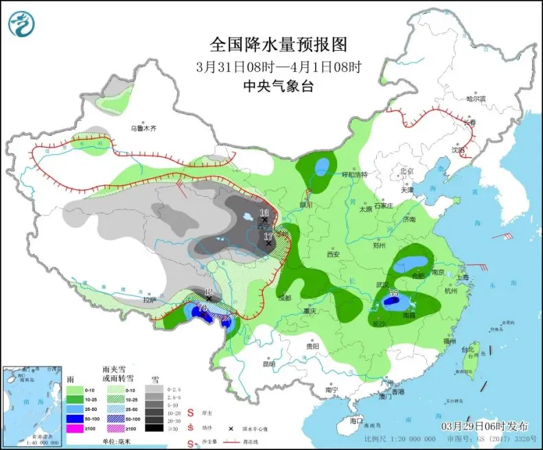 北方地区沙尘天气减弱，江南等地多雷雨！