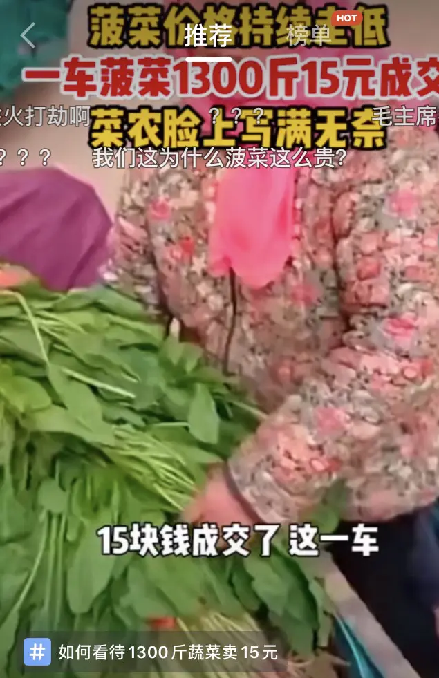 如何看待1300斤蔬菜卖15元，打了谁的脸。