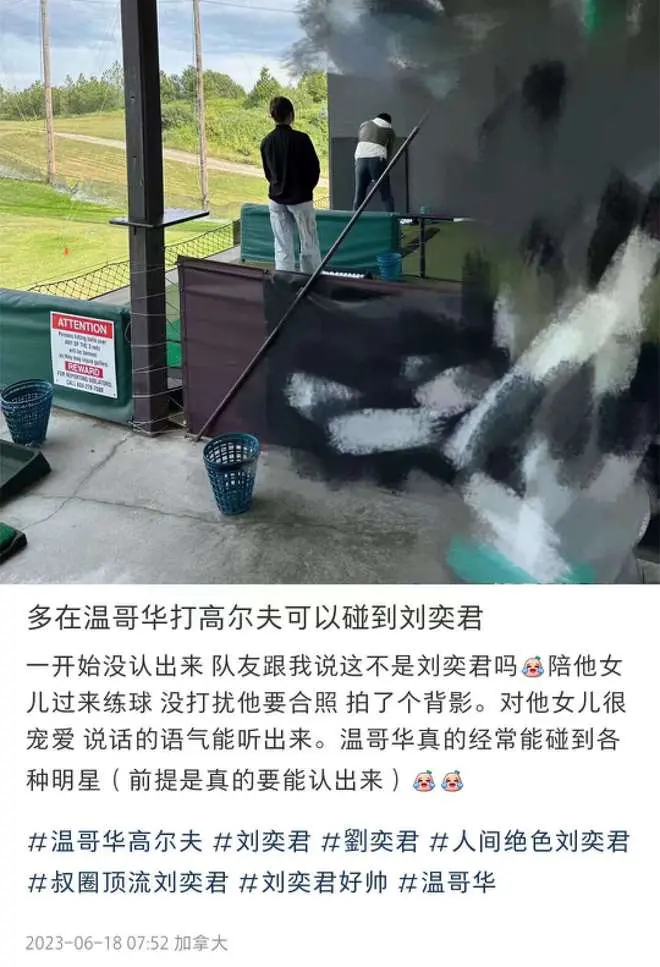 刘奕君父女加拿大生计照曝光，打高尔夫球很称心，犬子已风韵玉立