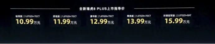 奇瑞真听劝，新增插混版车型，新款瑞虎8 PLUS售价10.99万元起