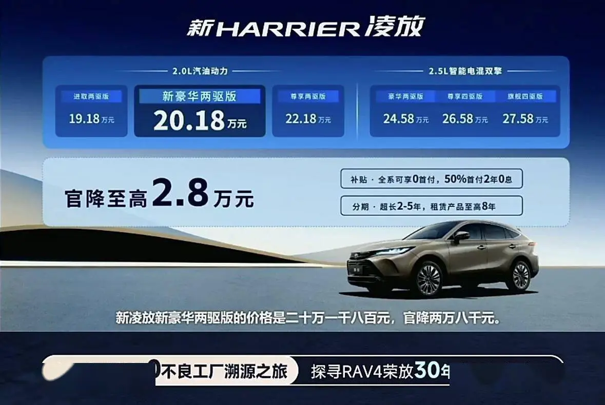 一汽丰田新款 HARRIER 凌放上市伦理小说网，售 19.18 万起