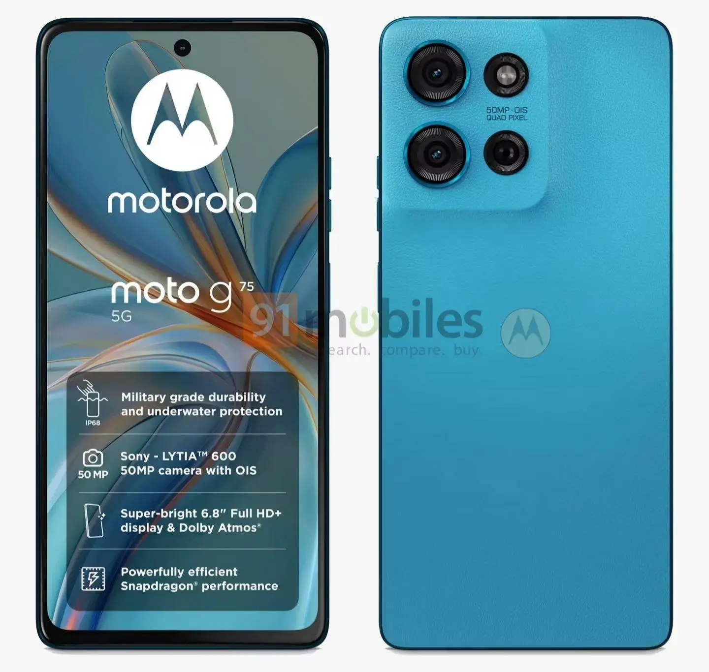 摩托罗拉 Moto G75 手机渲染图曝光：5000 万主摄、6.8 英寸屏幕