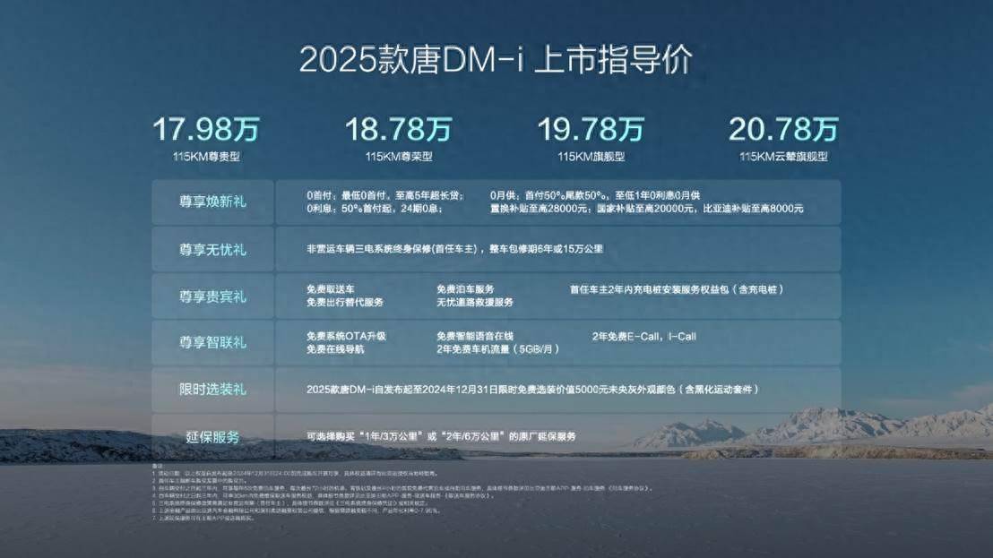 20万级家用SUV首选，2025款唐DM-i全面进阶上市