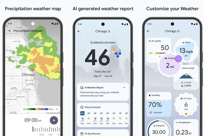 谷歌推出全新独立天气应用：AI 总结天气，老款 Pixel 手机也能用