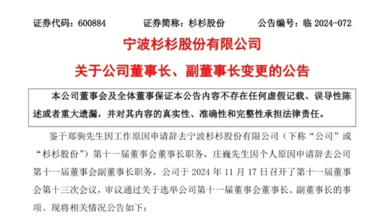 杉杉董事长短暂换东谈主，曾是电视台主播的80后继母上位