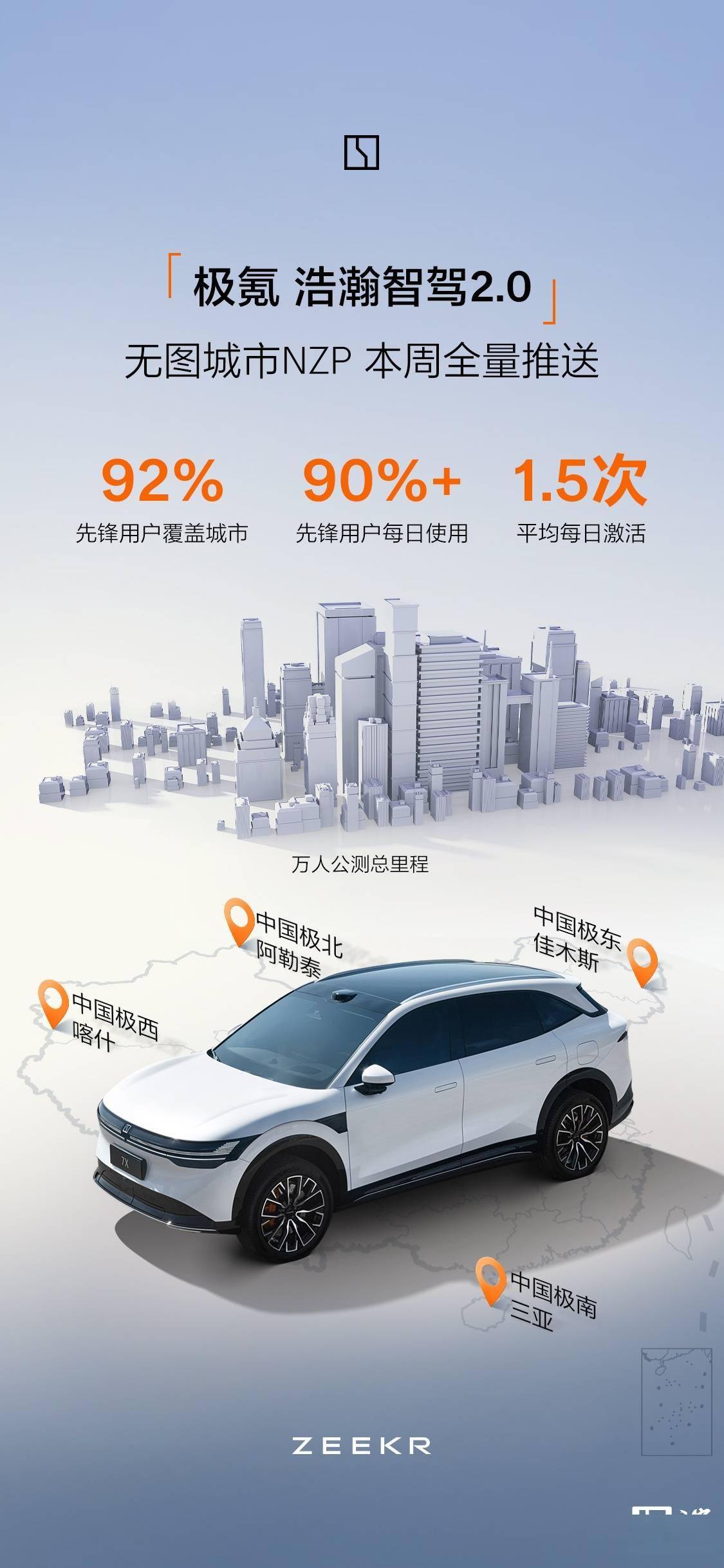 极氪汽车：精深智驾 2.0 无图城市 NZP 将于 12 月 25 日全面推送