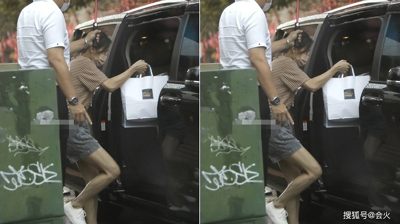 庾澄庆二婚妻子坐豪车购物，身材高挑肌肉明显，司机全程帮忙撑伞